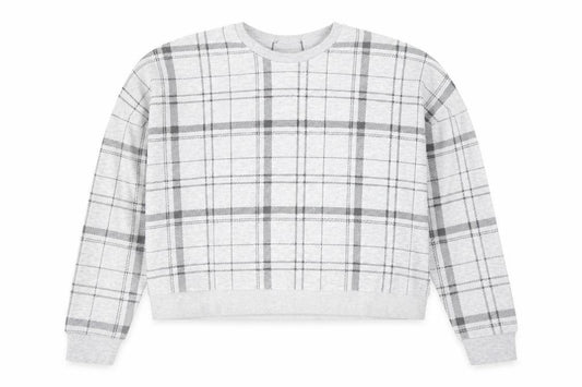 Primark Womens Grey Plaid Polyester Pullover Sweatshirt Size XS Pullover - Cropped