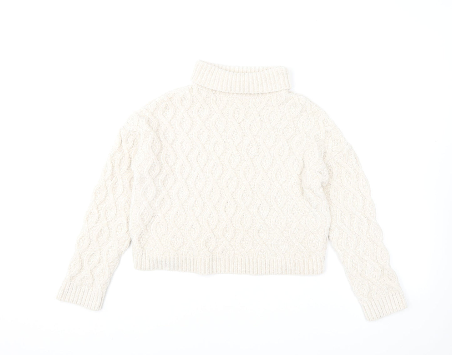 Primark Girls Ivory Roll Neck Polyester Pullover Jumper Size 10-11 Years Pullover