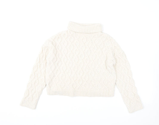 Primark Girls Ivory Roll Neck Polyester Pullover Jumper Size 10-11 Years Pullover