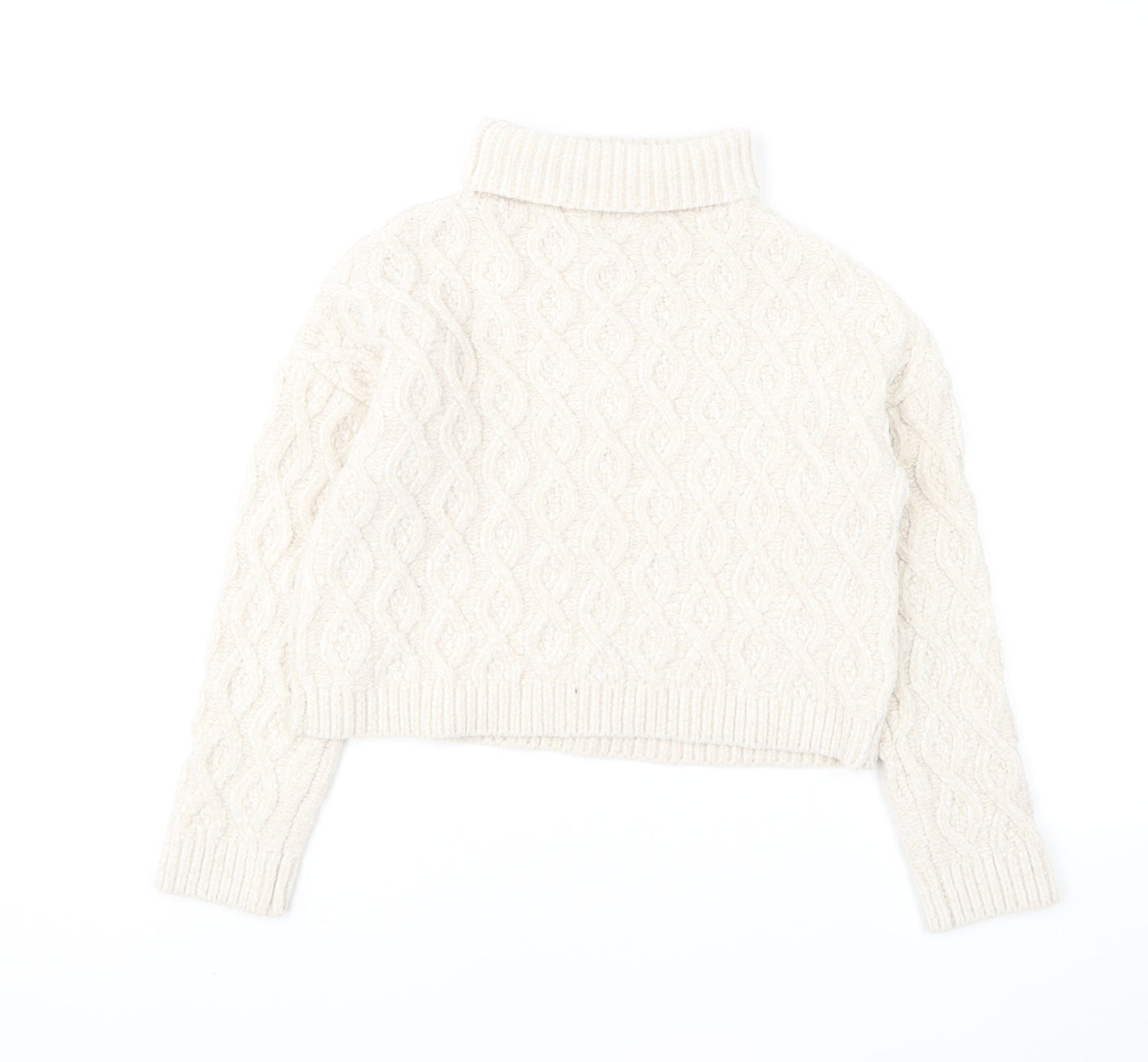 Primark Girls Ivory Roll Neck Polyester Pullover Jumper Size 10-11 Years Pullover