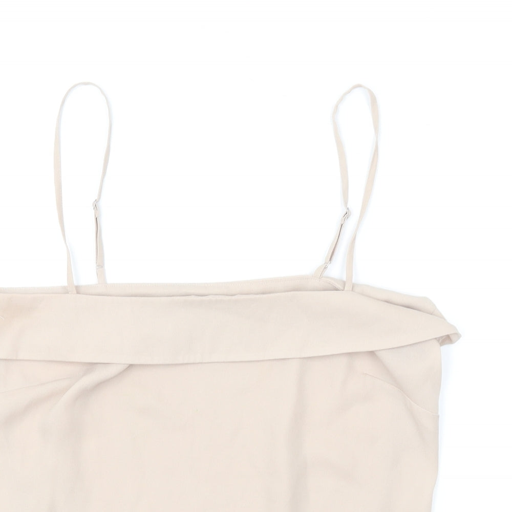 Warehouse Womens Beige Polyester Camisole T-Shirt Size 12 Square Neck
