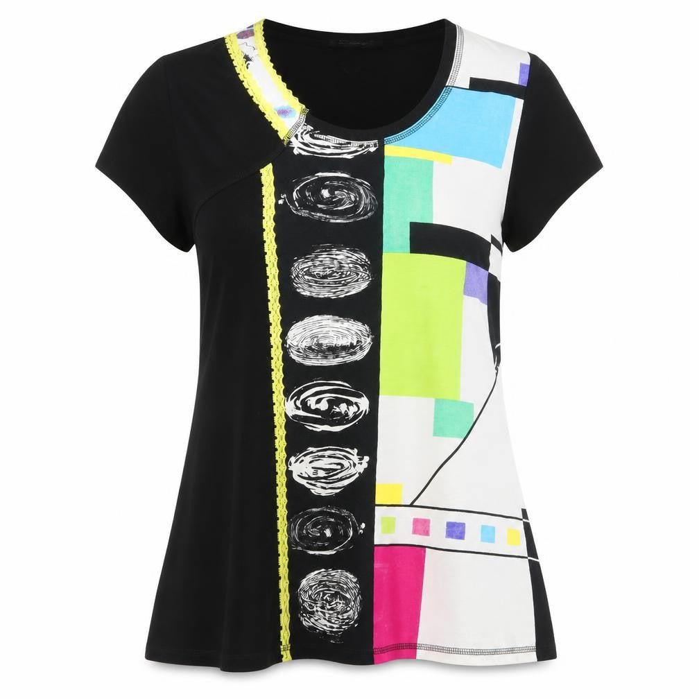 FA Concept Womens Multicoloured Polyester Basic T-Shirt Size 18 Round Neck - Lace Trim