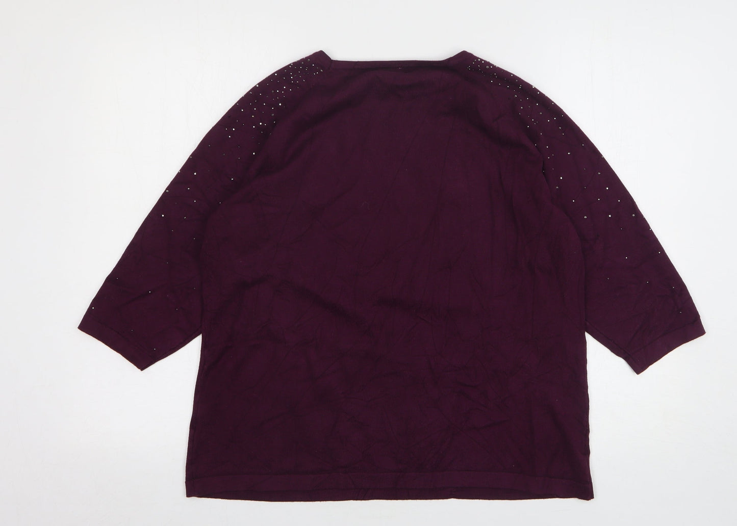 Stock Shop Womens Purple Round Neck Viscose Pullover Jumper Size L