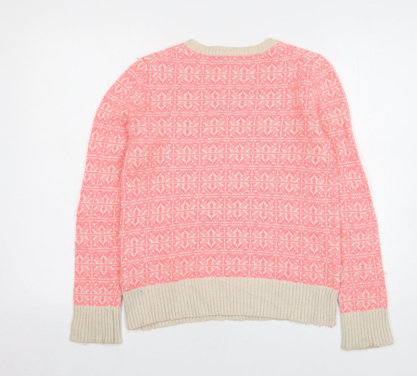 Gap Womens Pink Round Neck Geometric Nylon Pullover Jumper Size XS