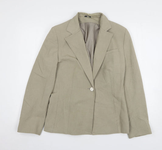 Klass Womens Beige Polyester Jacket Suit Jacket Size 12