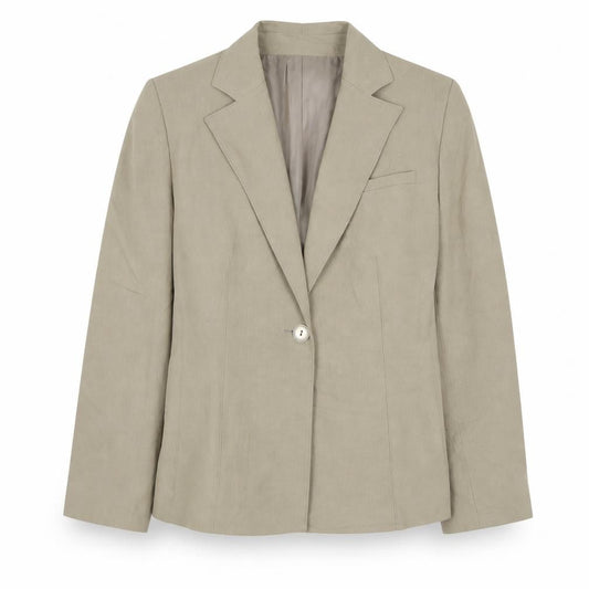 Klass Womens Beige Polyester Jacket Suit Jacket Size 12
