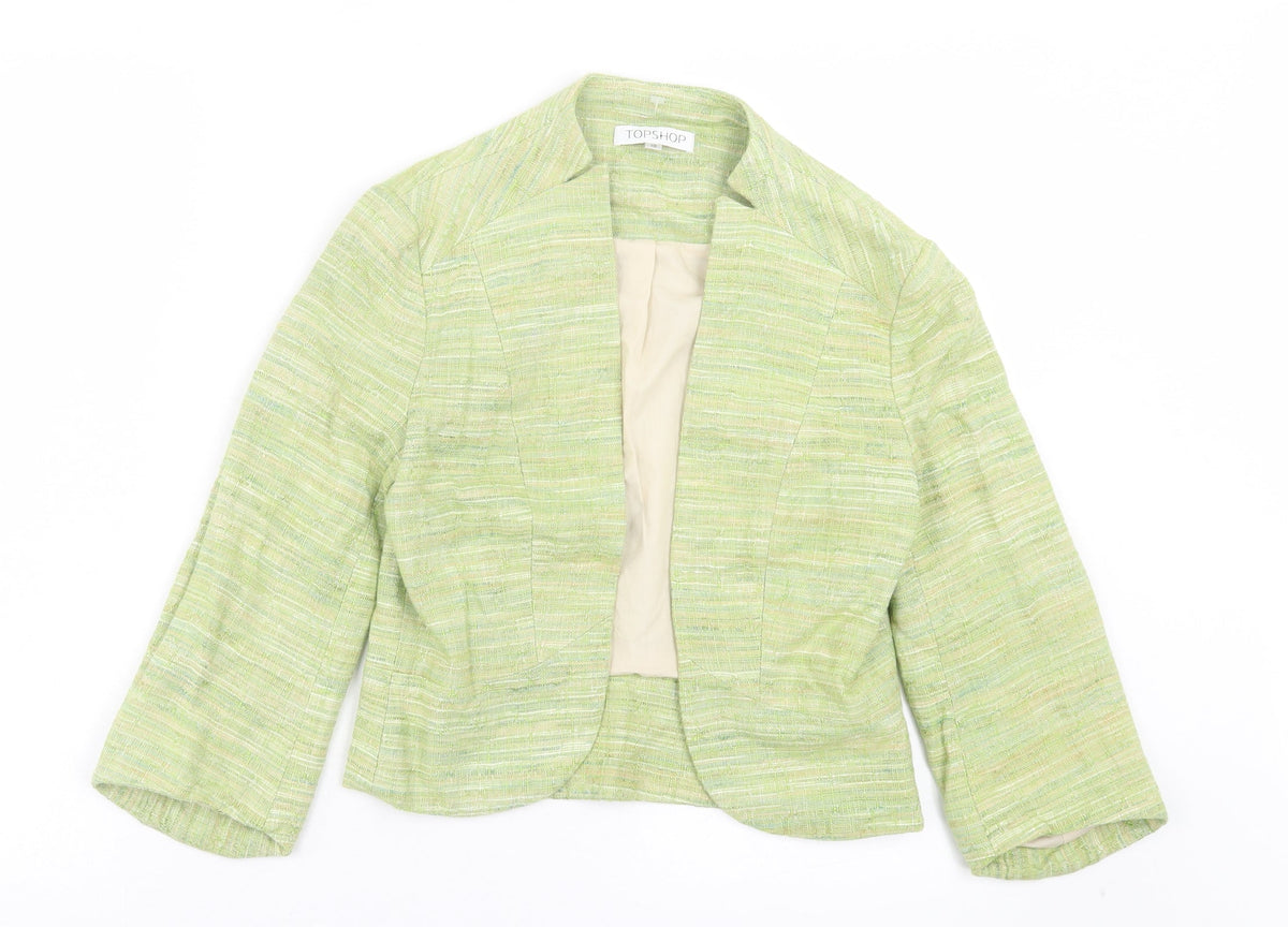 Topshop Womens Green Jacket Size 10 - Pull On