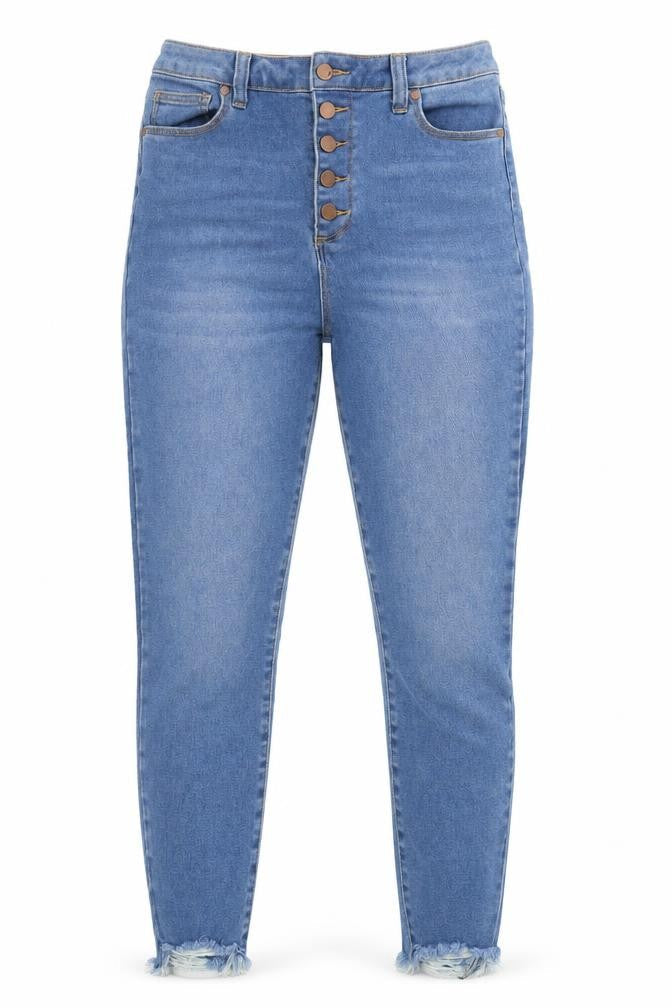 JustFab Womens Blue Cotton Skinny Jeans Size 32 in L26 in Regular Button - Ankle Grazer