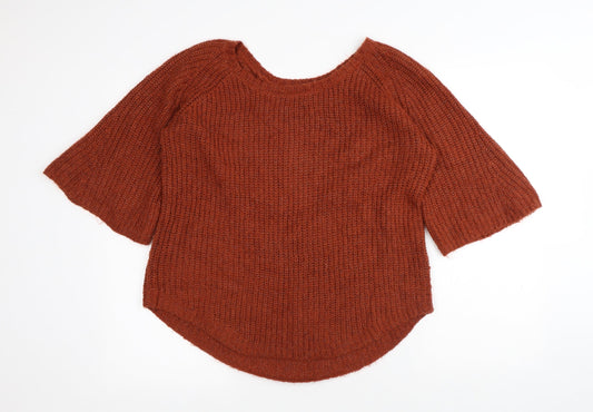 Great Plains Womens Brown Round Neck Acrylic Pullover Jumper Size S