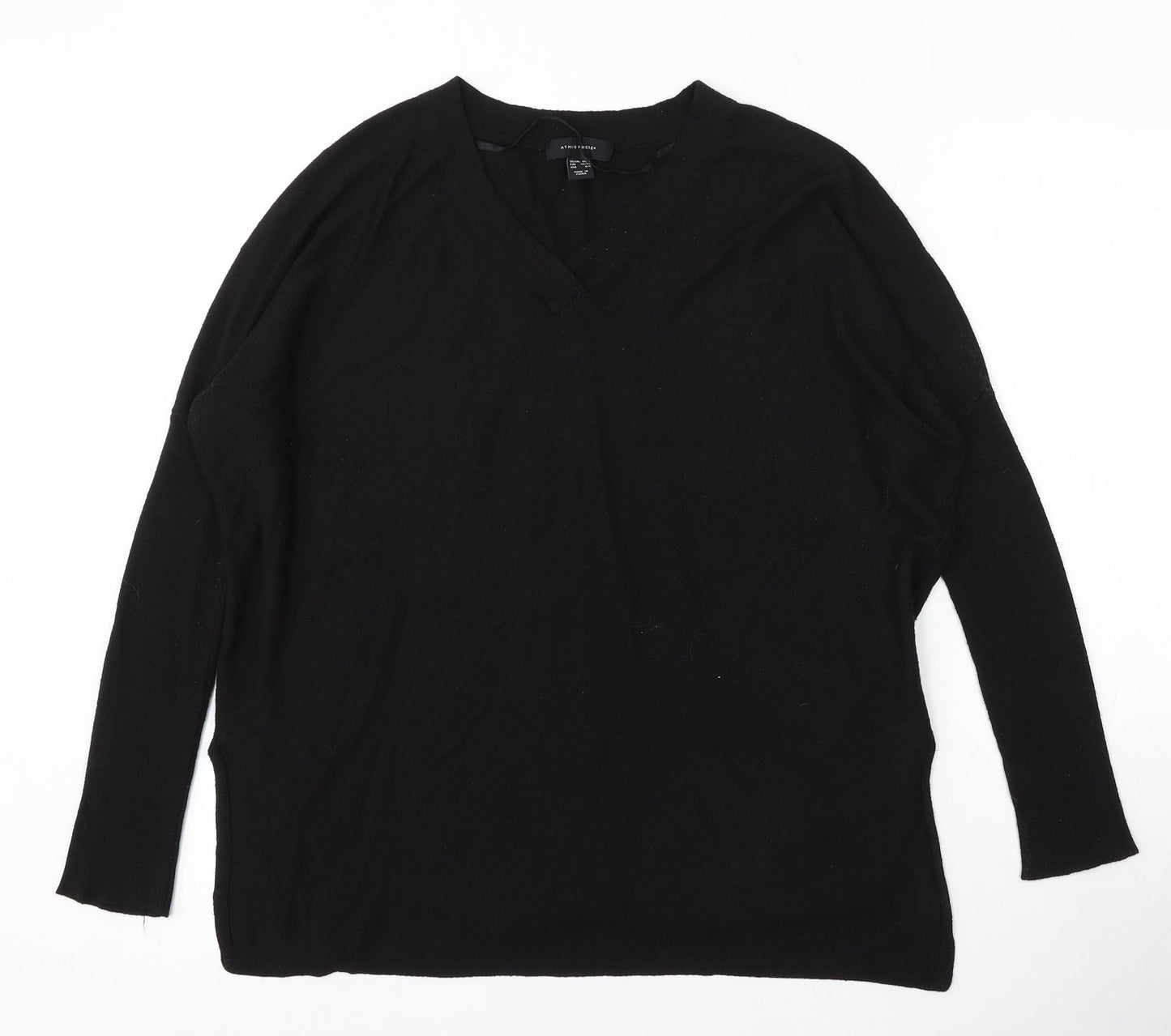 Atmosphere Womens Black V-Neck Acrylic Pullover Jumper Size 10