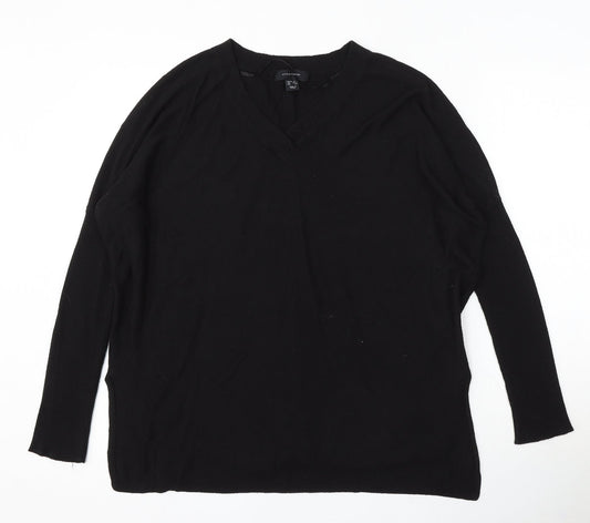 Atmosphere Womens Black V-Neck Acrylic Pullover Jumper Size 10