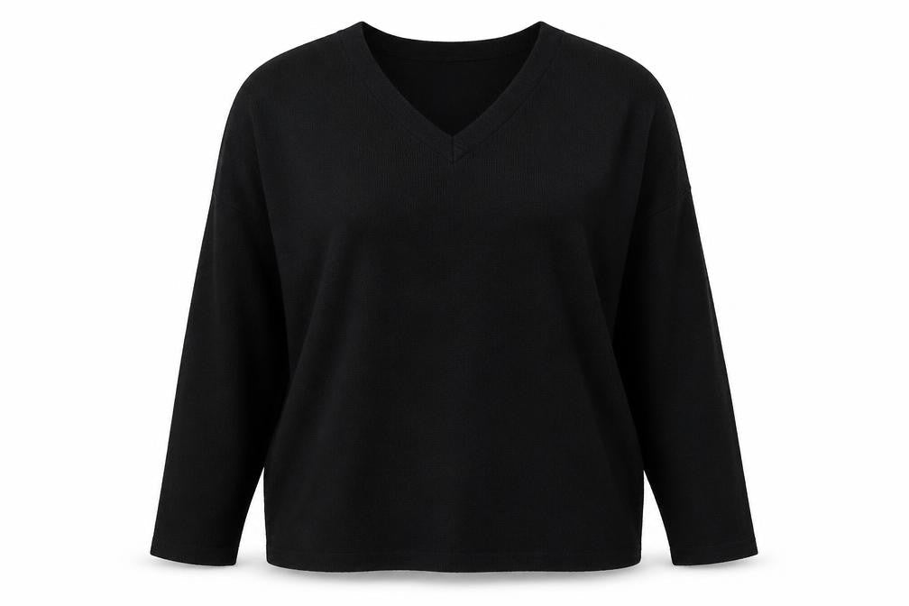Atmosphere Womens Black V-Neck Acrylic Pullover Jumper Size 10