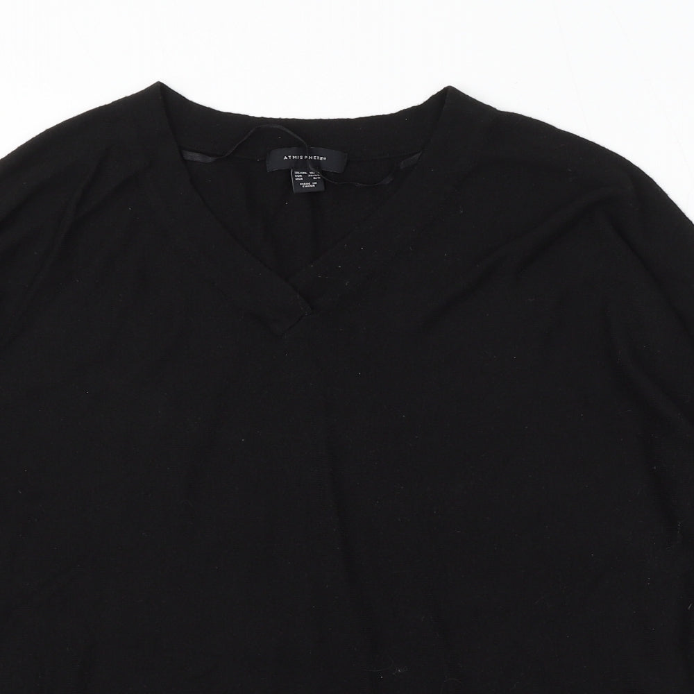 Atmosphere Womens Black V-Neck Acrylic Pullover Jumper Size 10