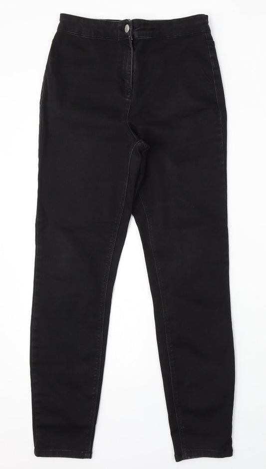 Papaya Womens Black Cotton Skinny Jeans Size 10 L28 in Regular Button