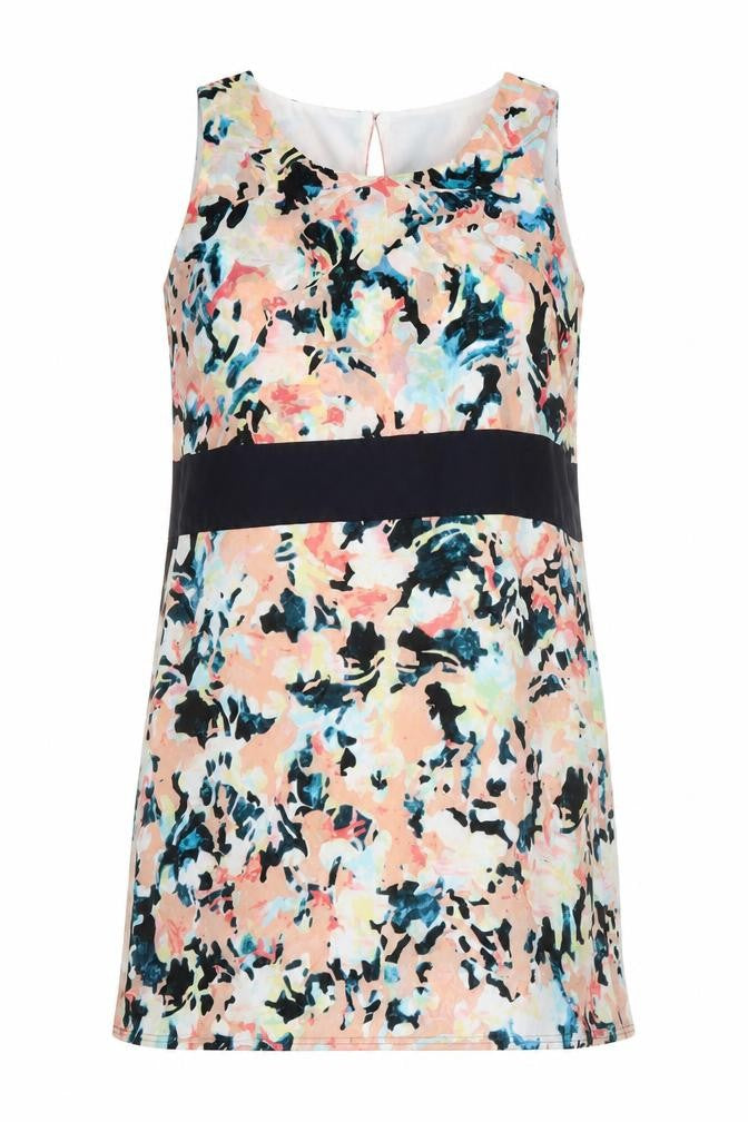 Gallery Womens Multicoloured Floral Polyester Shift Size 12 Round Neck Hook & Eye