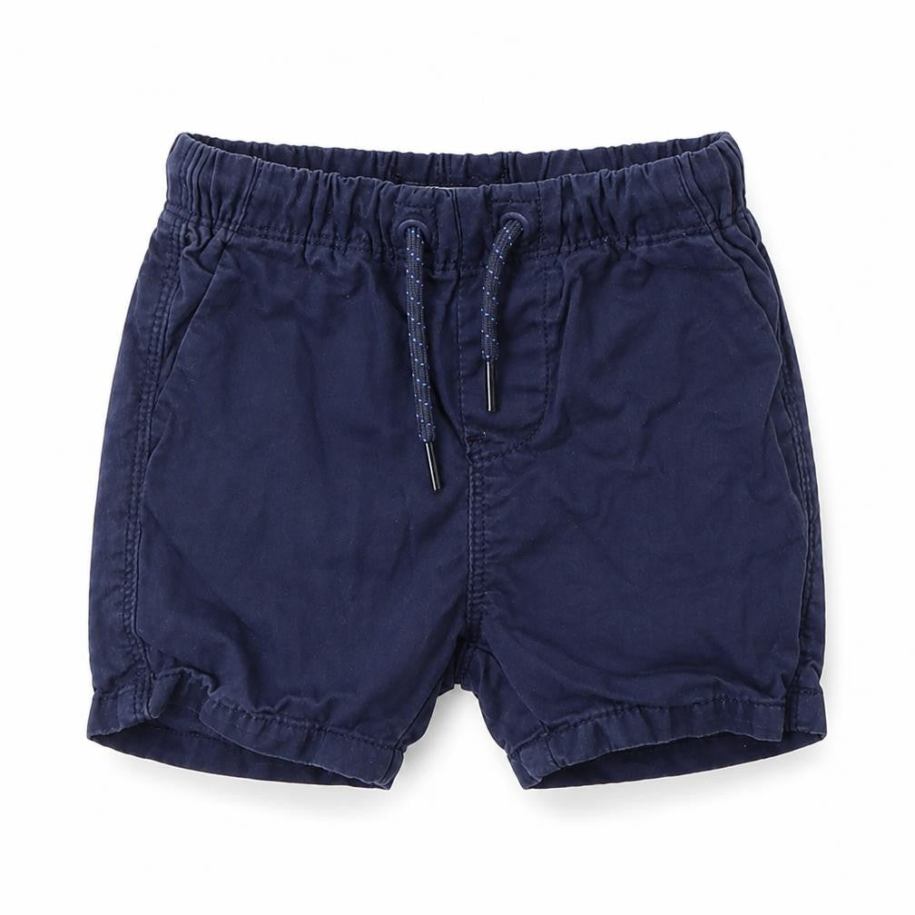 Next Boys Blue Cotton Cropped Trousers Size 9-12 Months Drawstring