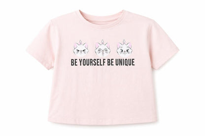 Disney Girls Pink Polyester Basic T-Shirt Size 6-7 Years Round Neck - Be yourself and be unique