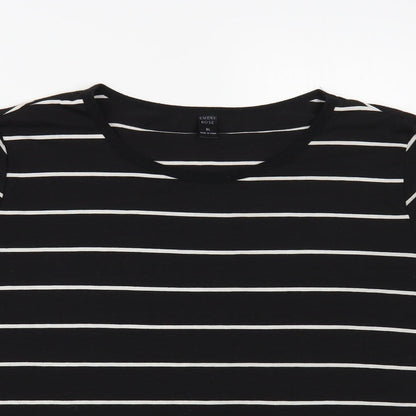Emery Rose Womens Black Striped Polyester Basic T-Shirt Size XL Scoop Neck