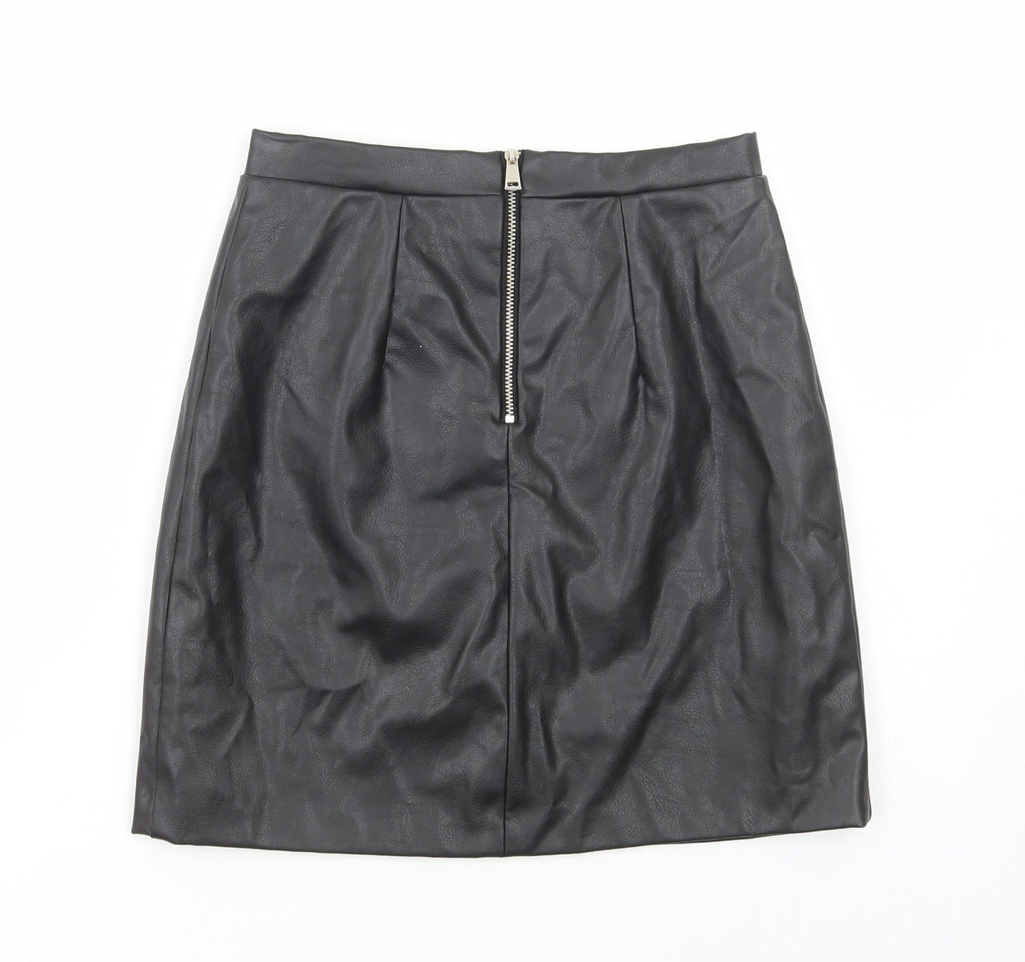 River Island Womens Black Polyester A-Line Skirt Size 8 Zip