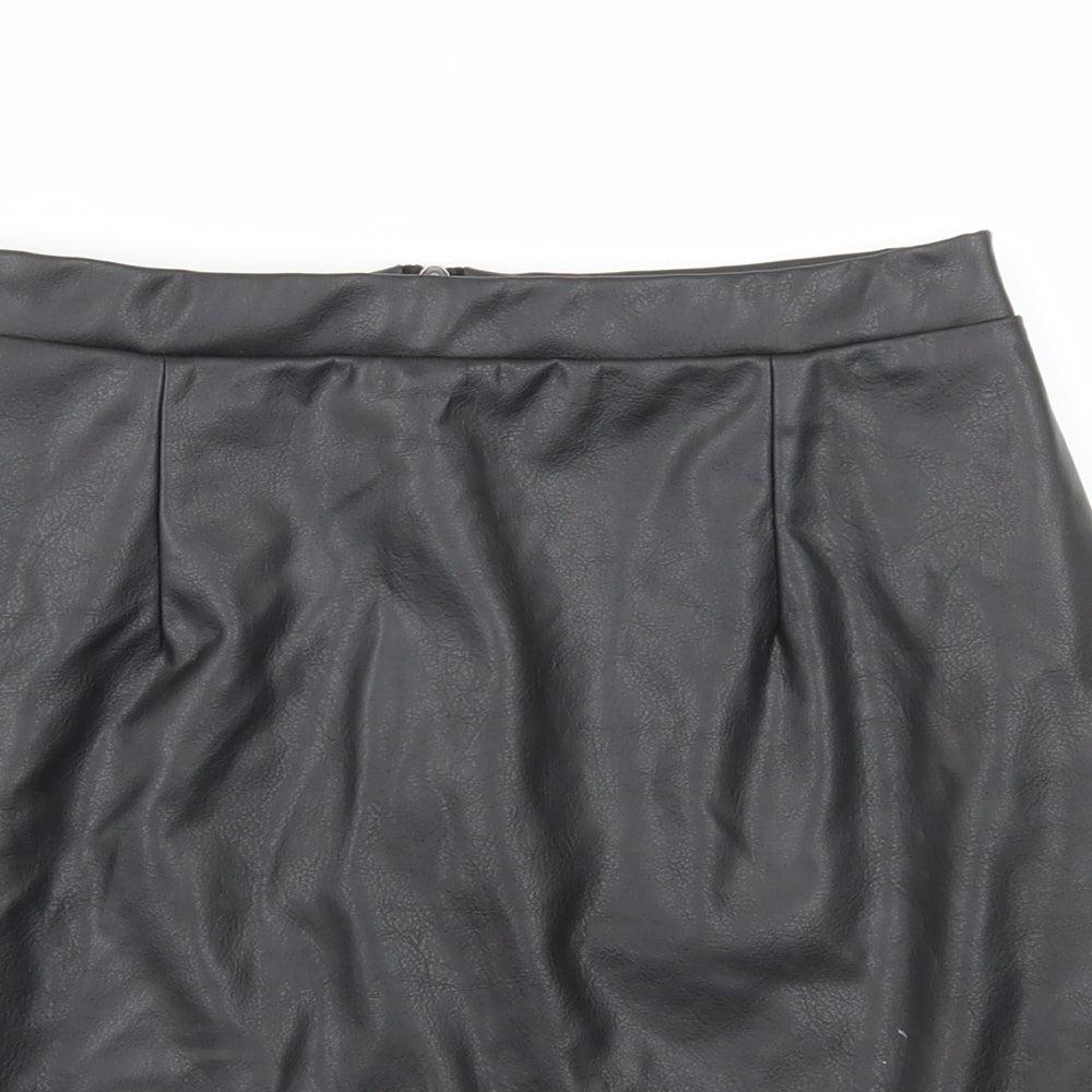 River Island Womens Black Polyester A-Line Skirt Size 8 Zip