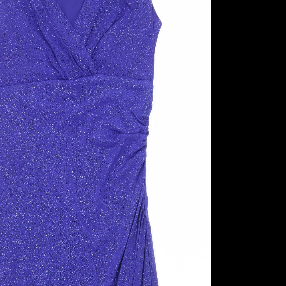 RN Studio Womens Blue Polyester A-Line Size 10 V-Neck Pullover