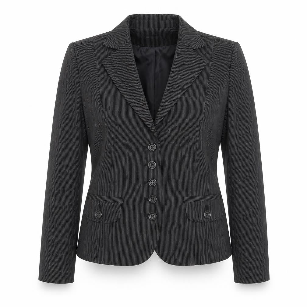 Gelco Womens Black Striped Jacket Blazer Size 14 Button