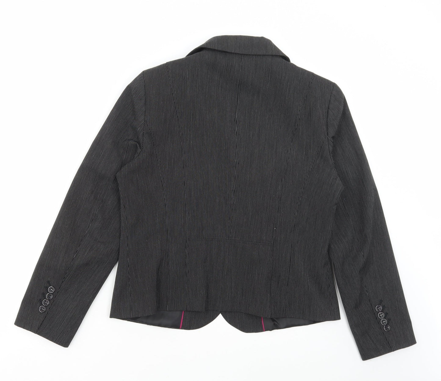 Gelco Womens Black Striped Jacket Blazer Size 14 Button