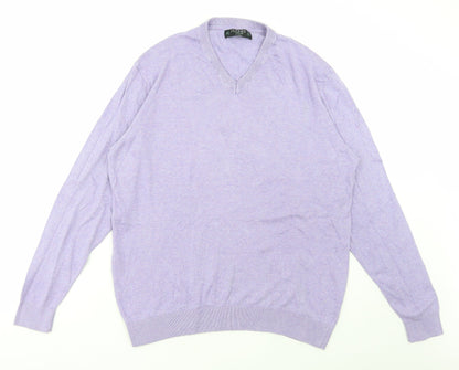 Dunnes Womens Purple V-Neck Cotton Pullover Jumper Size XL