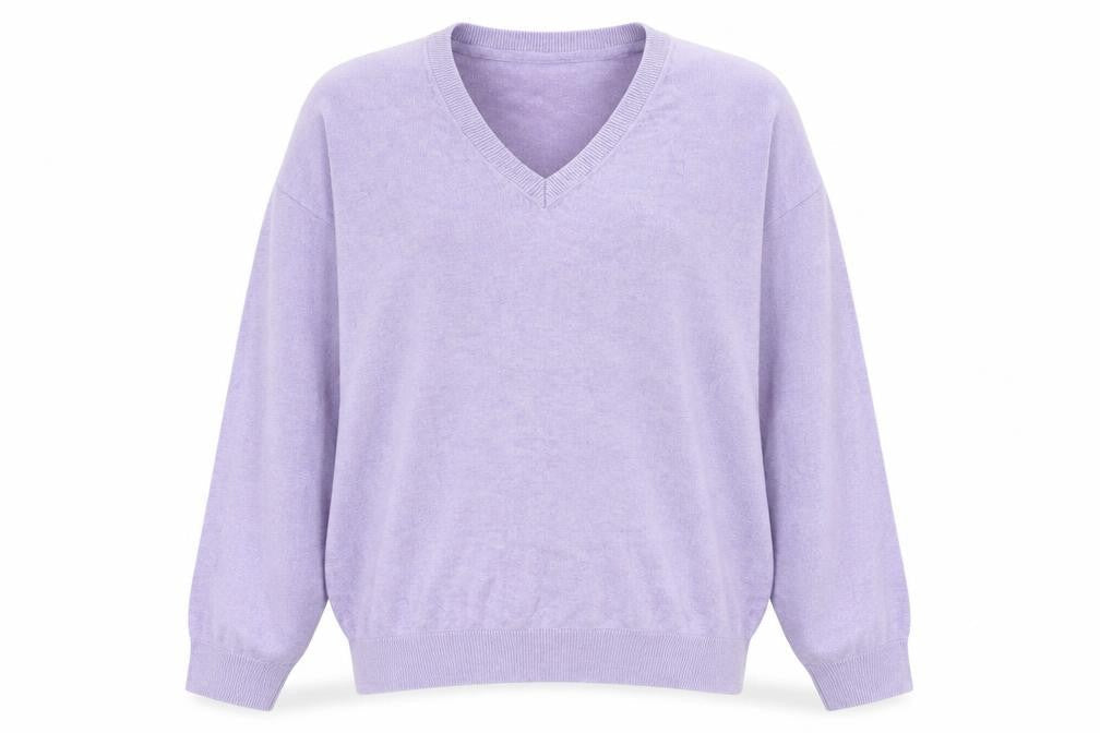 Dunnes Stores Womens Purple V-Neck Cotton Pullover Jumper Size XL