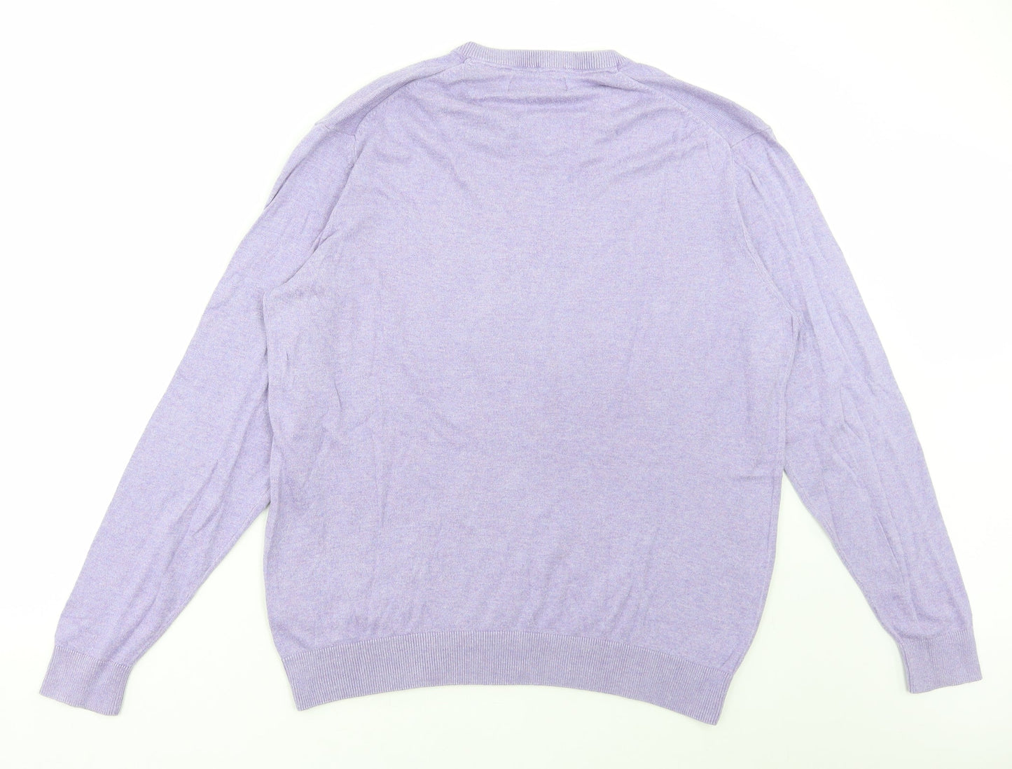 Dunnes Stores Womens Purple V-Neck Cotton Pullover Jumper Size XL