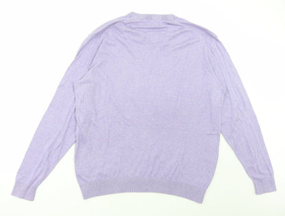 Dunnes Womens Purple V-Neck Cotton Pullover Jumper Size XL