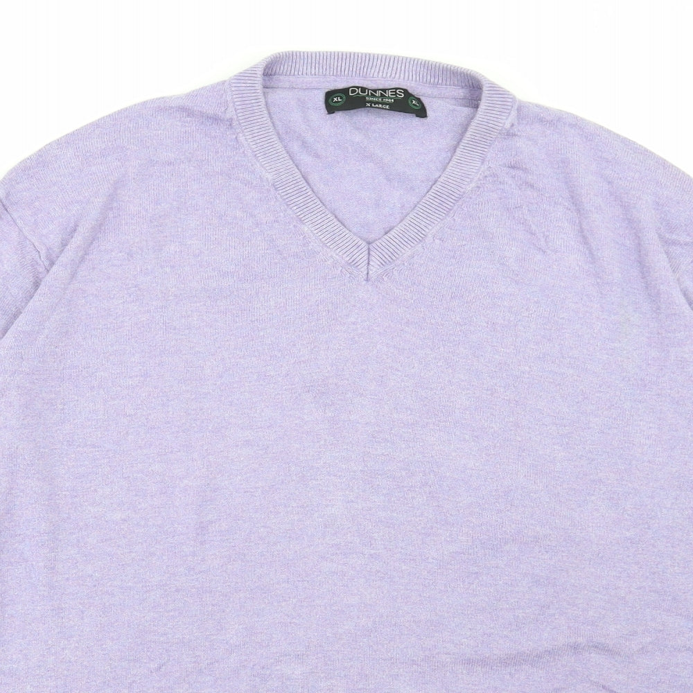 Dunnes Stores Womens Purple V-Neck Cotton Pullover Jumper Size XL