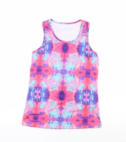 Dunnes Girls Multicoloured Geometric Polyester Basic Tank Size S Scoop Neck Pullover
