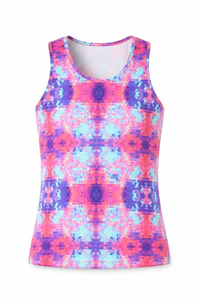Dunnes Stores Girls Multicoloured Geometric Polyester Basic Tank Size S Scoop Neck Pullover