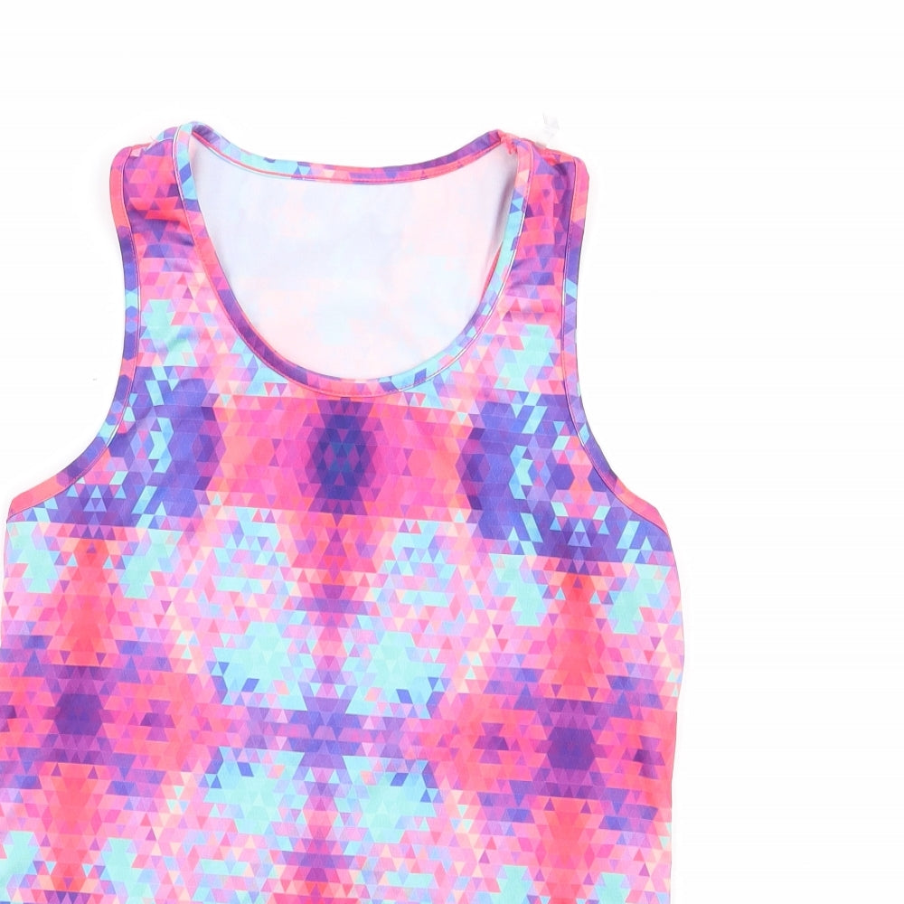 Dunnes Stores Girls Multicoloured Geometric Polyester Basic Tank Size S Scoop Neck Pullover