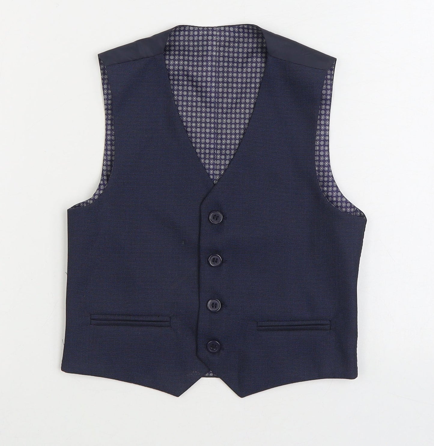 Preworn Boys Blue Jacket Waistcoat Size 5 Years Button