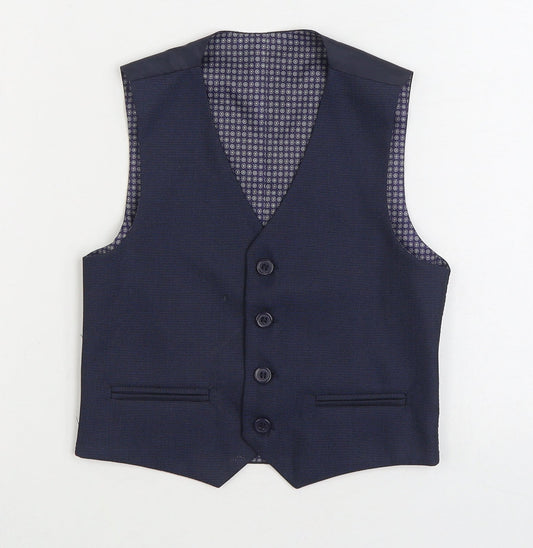 Preworn Boys Blue Jacket Waistcoat Size 5 Years Button