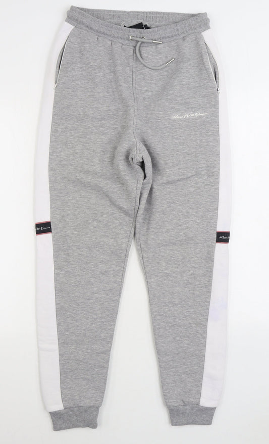 Kings Will Dream Womens Grey Cotton Jogger Trousers Size 10 L30 in Regular Drawstring