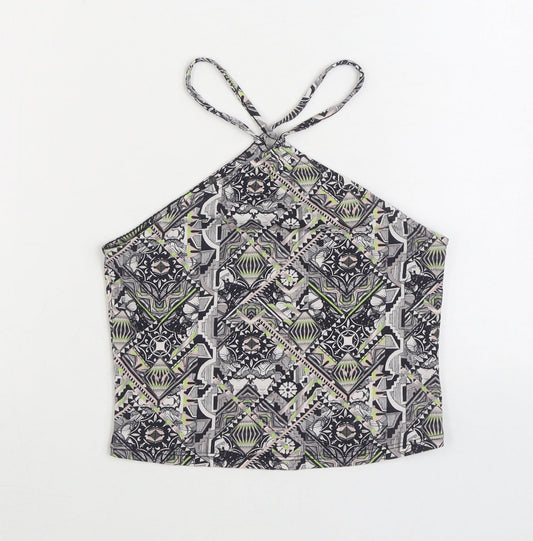 Miss Selfridge Womens Multicoloured Geometric Cotton Camisole Tank Size 10 Halter