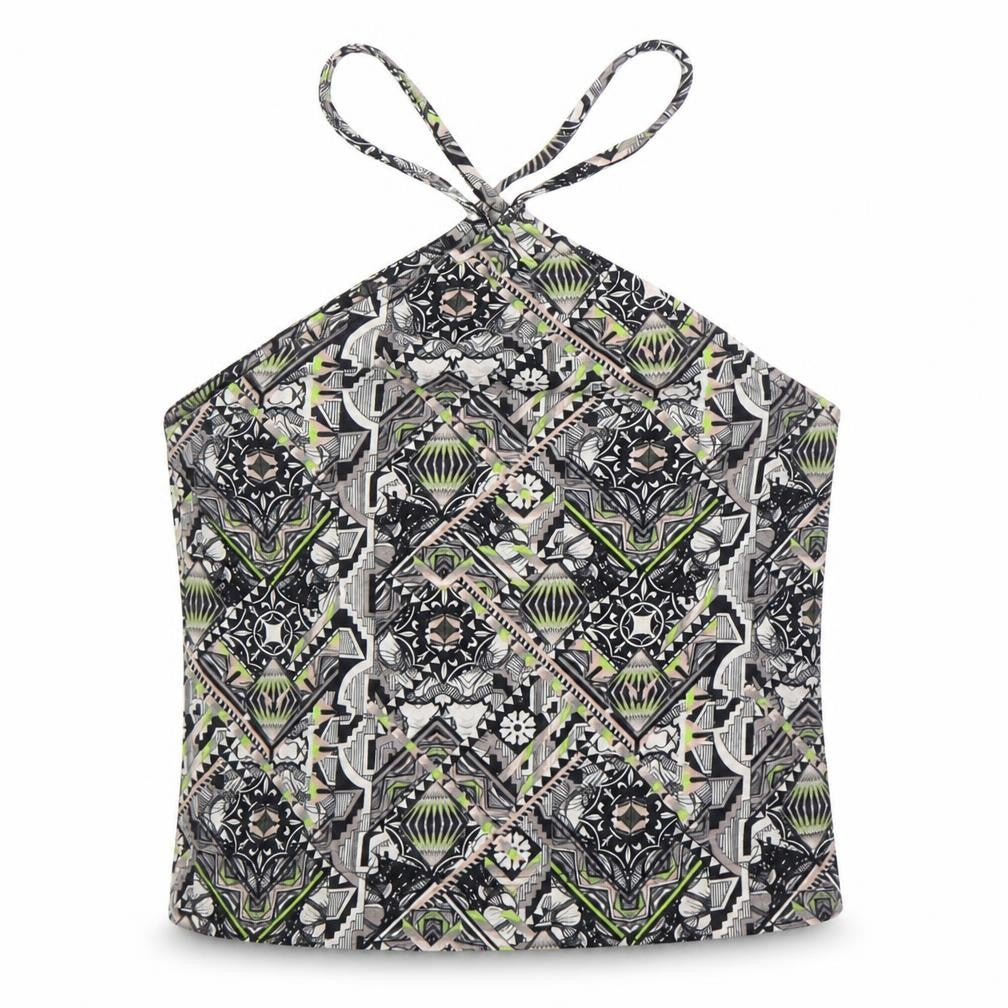 Miss Selfridge Womens Multicoloured Geometric Cotton Camisole Tank Size 10 Halter