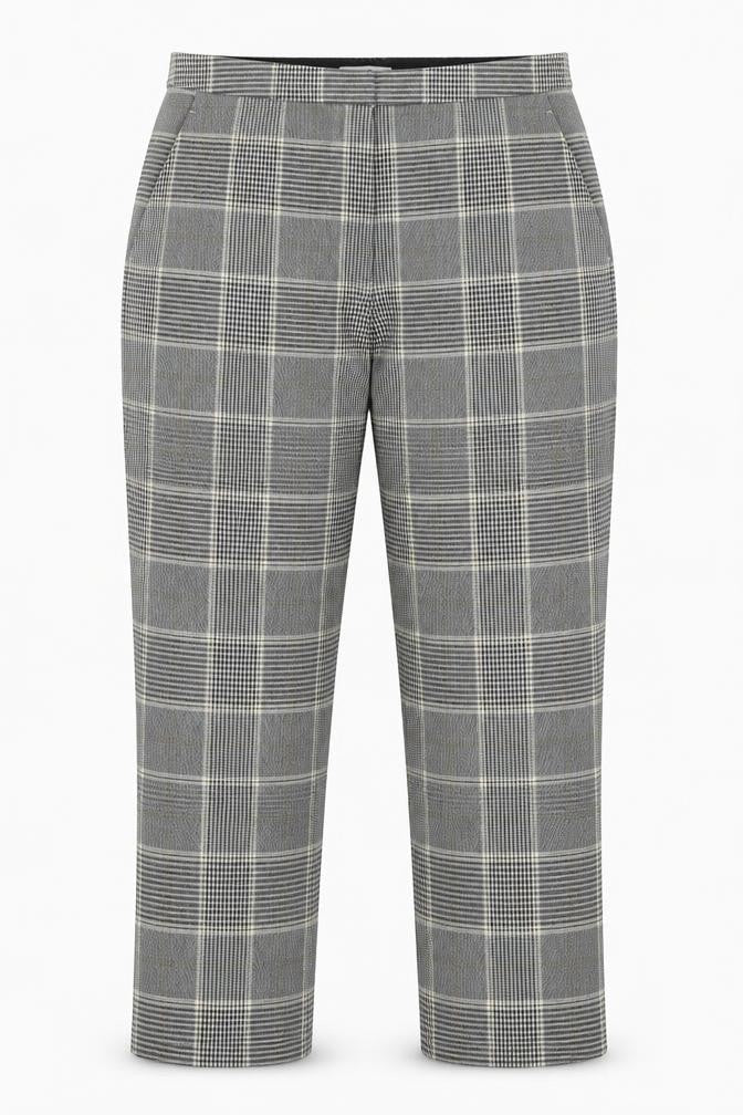 H&M Womens Grey Plaid Polyester Trousers Size 8 L26 in Regular Zip