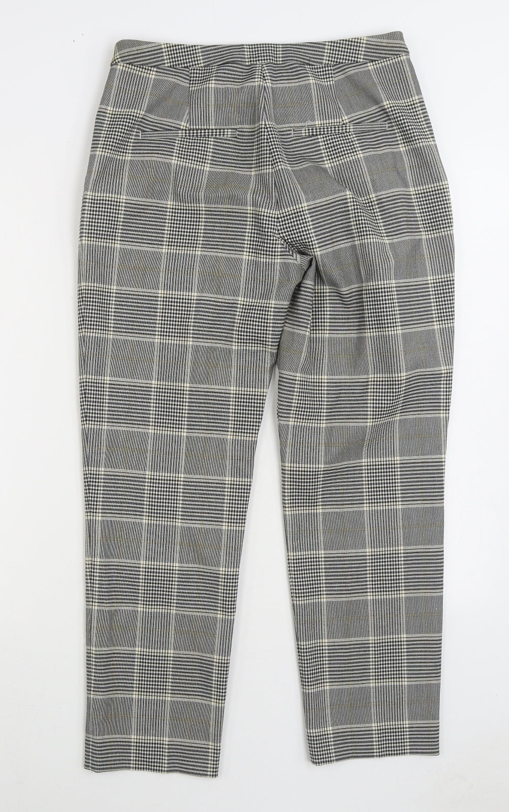 H&M Womens Grey Plaid Polyester Trousers Size 8 L26 in Regular Zip
