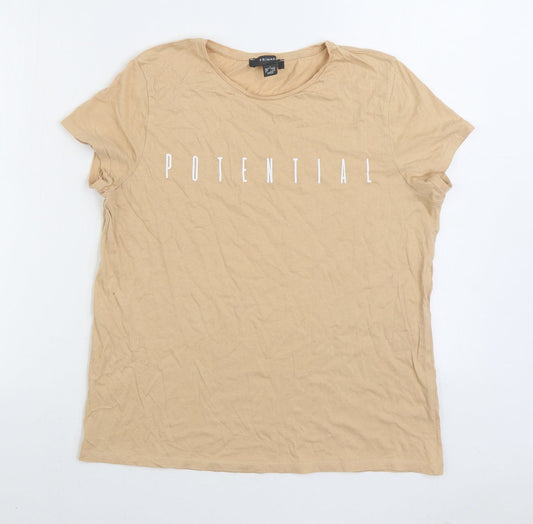 Primark Womens Orange 100% Cotton Basic T-Shirt Size 10 Round Neck - Potential