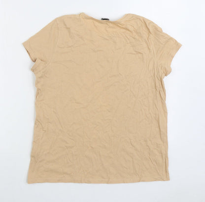 Primark Womens Orange 100% Cotton Basic T-Shirt Size 10 Round Neck - Potential