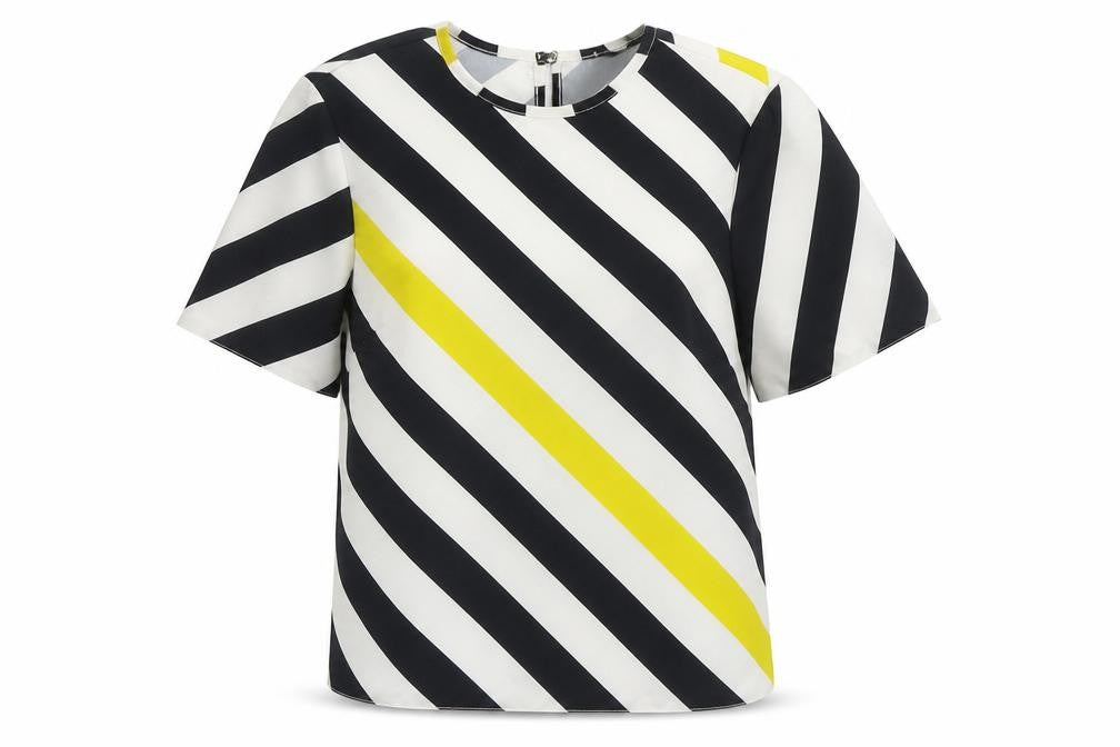 Therapy Womens Black Striped Polyester Basic Blouse Size 8 Round Neck
