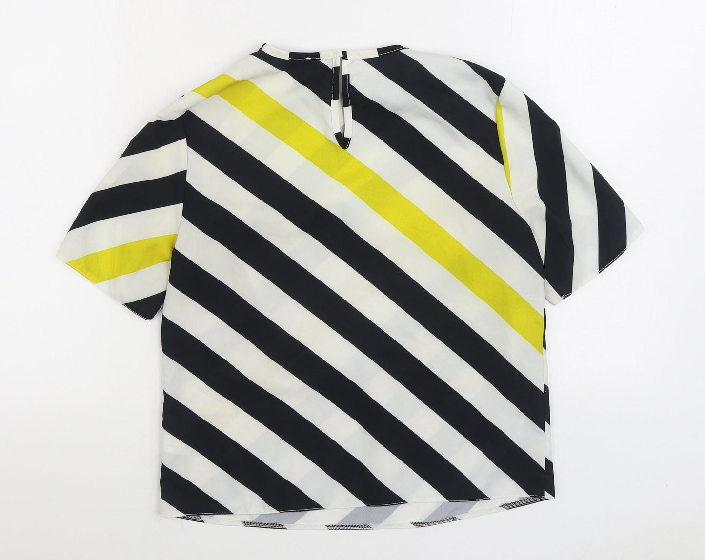 Therapy Womens Black Striped Polyester Basic Blouse Size 8 Round Neck