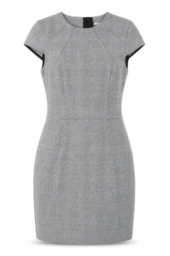 H&M Womens Grey Plaid Polyester Bodycon Size 4 Round Neck Zip