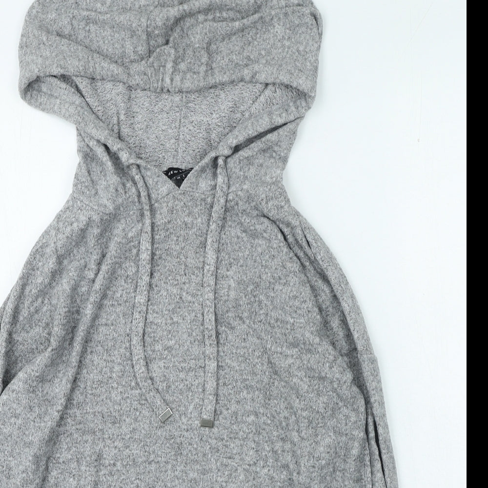 New Look Womens Grey Viscose Pullover Hoodie Size S Pullover