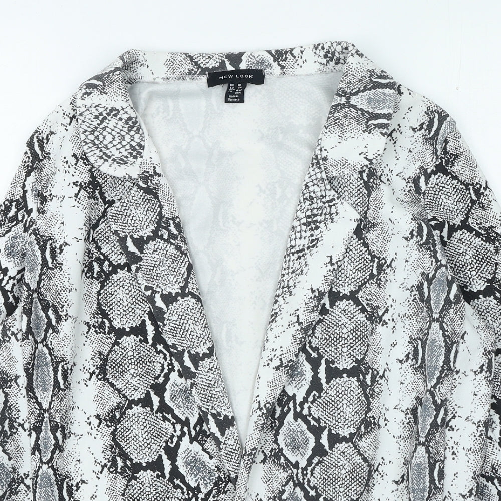 New Look Womens Grey Animal Print Jacket Size 10