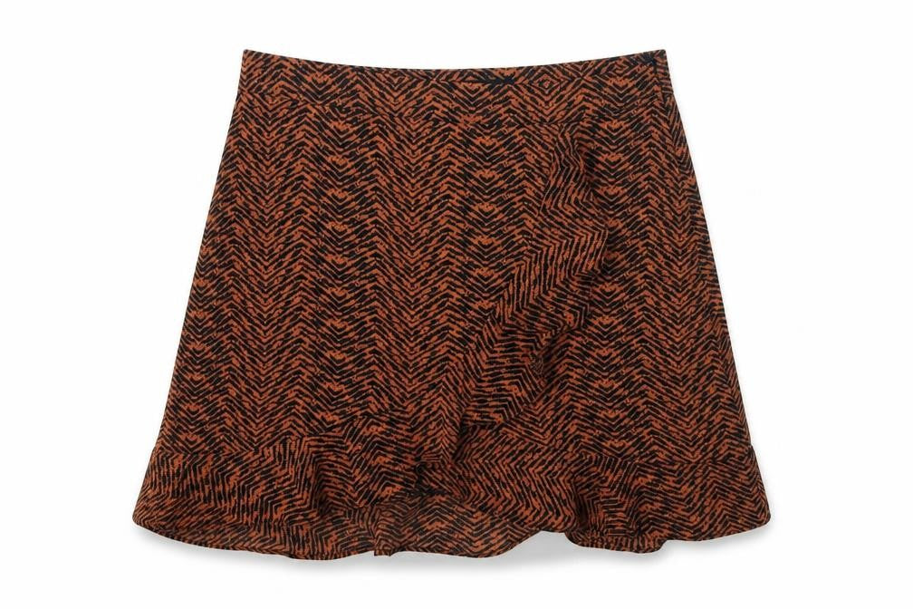 Missi London Womens Orange Animal Print Polyester Mini Skirt Size 12 Zip